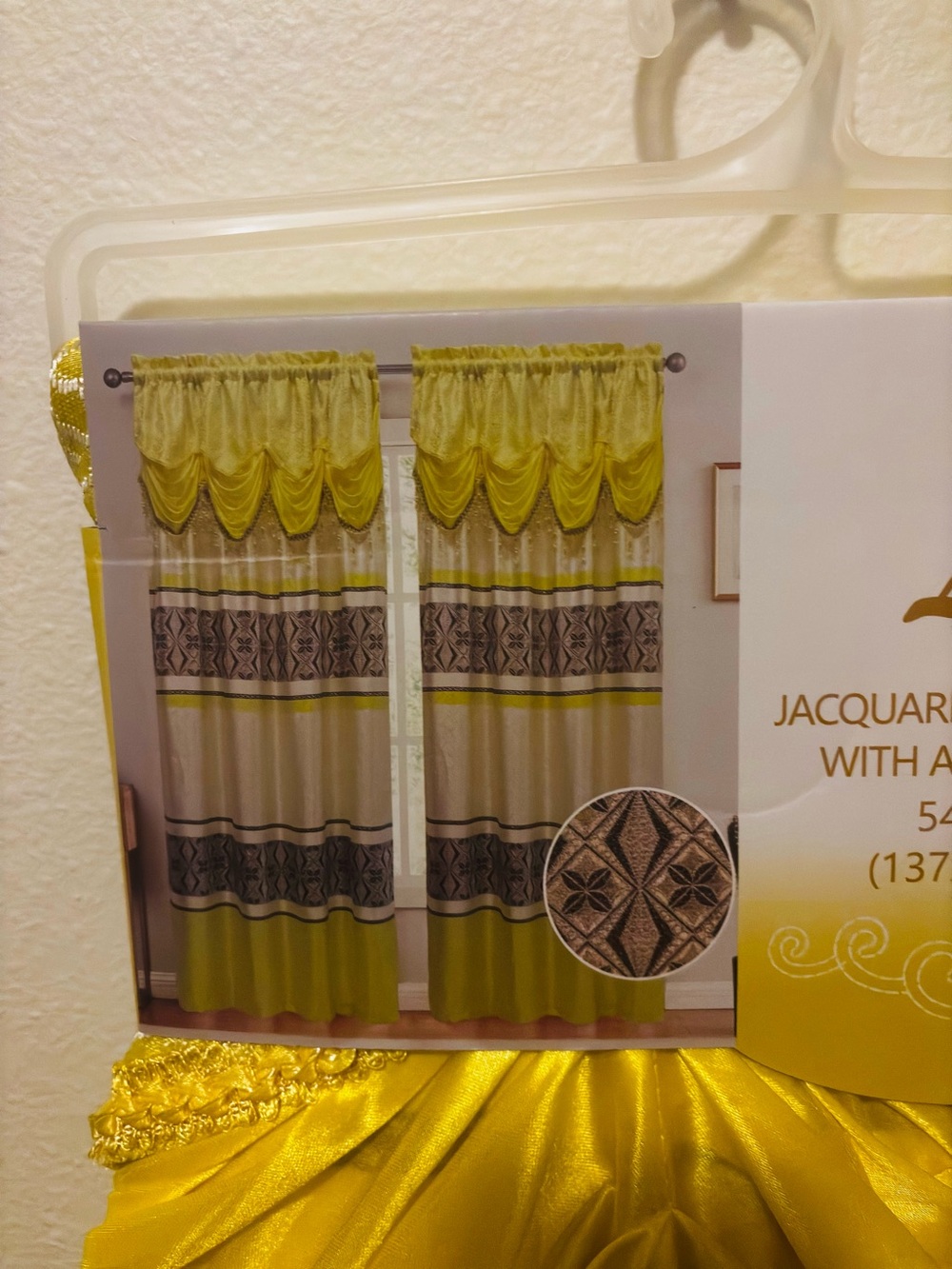 Jacquard Curtain Panel Set in Yellow